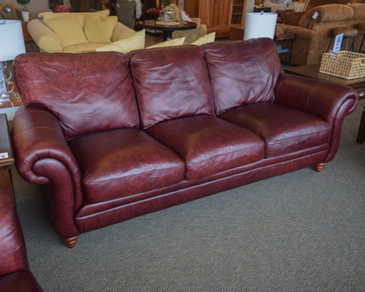 Klaussner Wine Leather Sofa