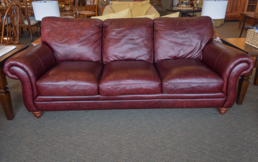 Klaussner Wine Leather Sofa - Image 2