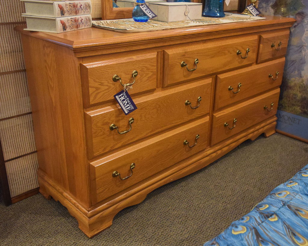  Oak  Finish Dresser w Mirror New England Home Furniture 