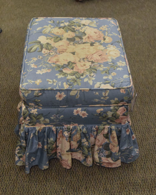 Blue Floral Ottoman