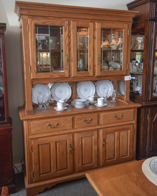 Oak Mirrored Buffet Hutch