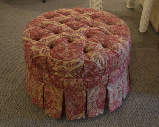 Ethan Allen Red/Gold Ottoman