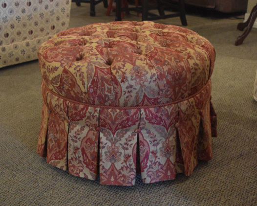 Ethan Allen Red/Gold Ottoman - Image 2