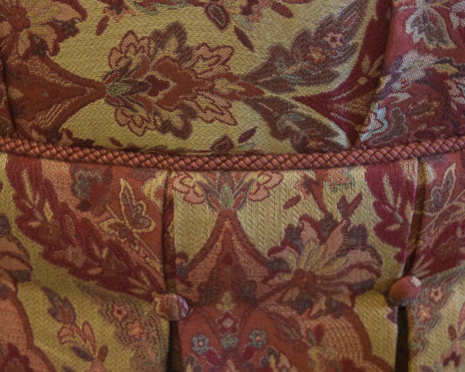 Ethan Allen Red/Gold Ottoman - Image 4