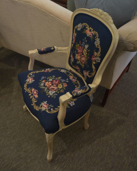 Blue Embroidered Accent Chair - Image 2