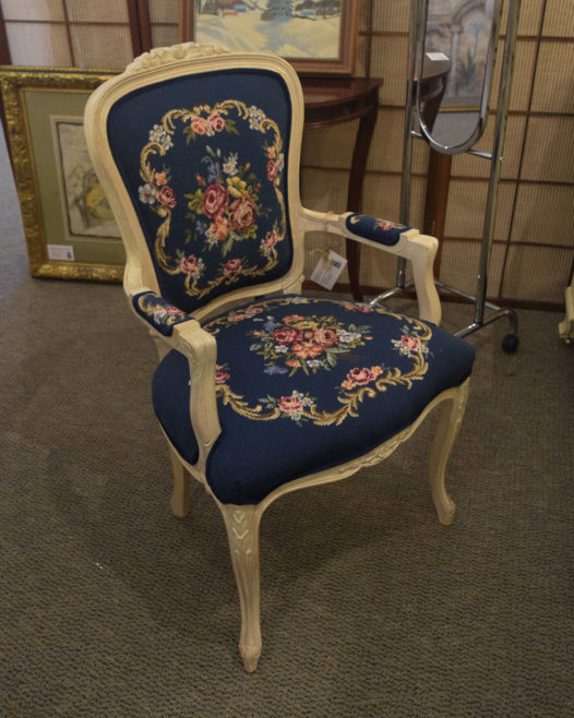 Blue Embroidered Accent Chair - Image 4