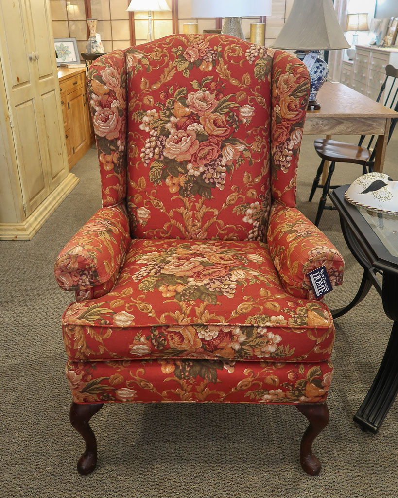 Floral Wingback Chair | New England Home Furniture Consignment