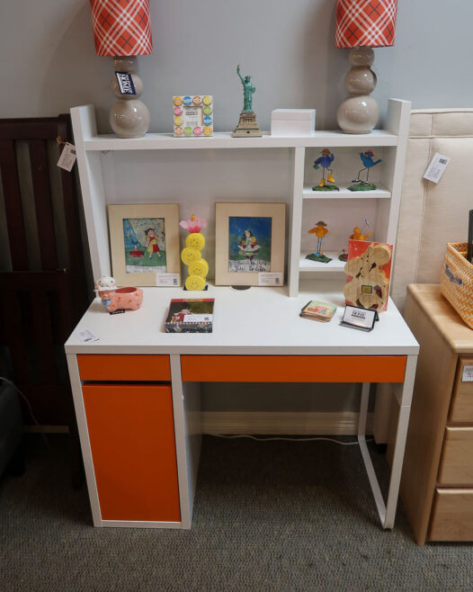 White & Orange Desk w/ Hutch