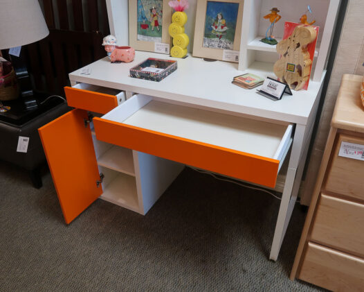 White & Orange Desk w/ Hutch - Image 3
