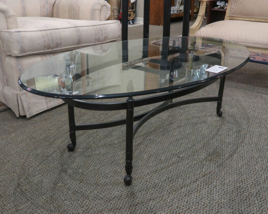 Oval Glass/Metal Coffee Table