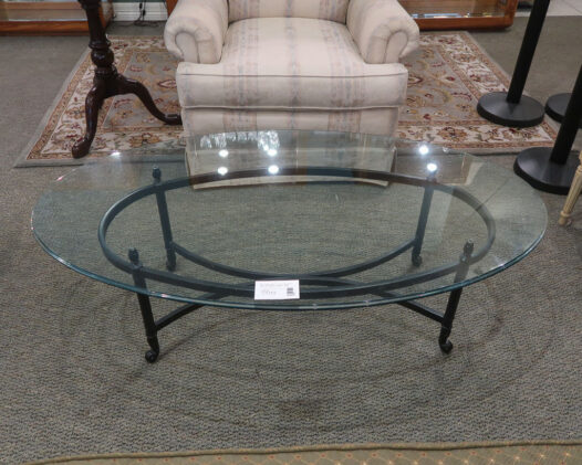 Oval Glass/Metal Coffee Table - Image 2