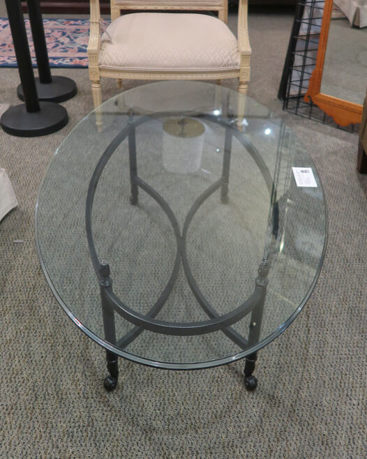 Oval Glass/Metal Coffee Table - Image 3