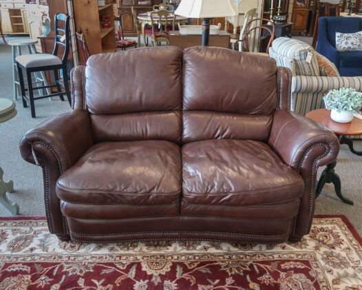 Burgundy Studded Loveseat