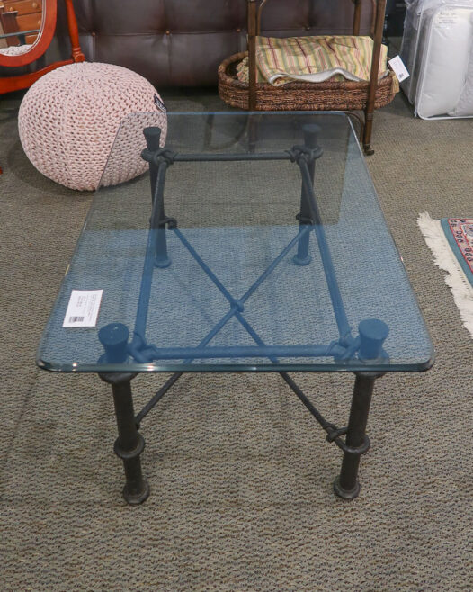 Glass Top Iron Coffee Table - Image 3