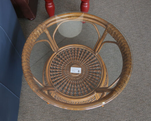 Pier 1 Glass & Wicker Table - Image 4