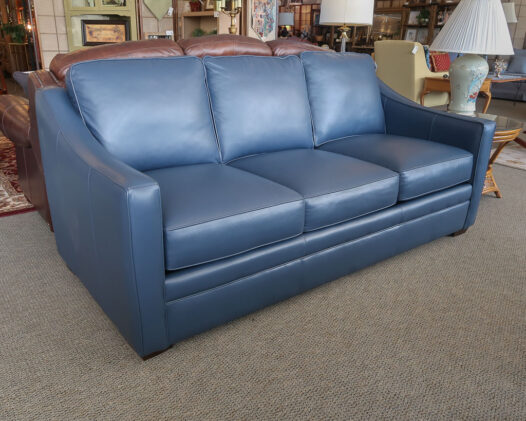 Blue Leather Sleeper Sofa