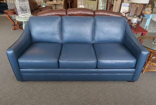 Blue Leather Sleeper Sofa - Image 2