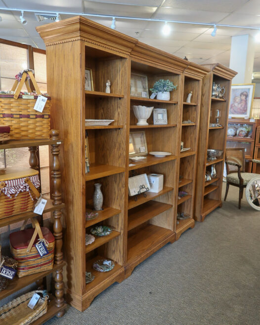 Oak Finish Triple Bookcase