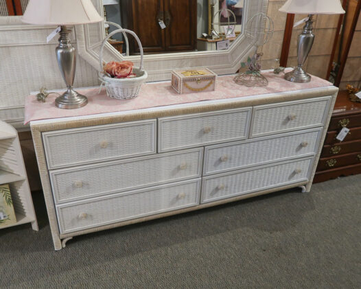 Wicker Dresser with Mirror - Image 2