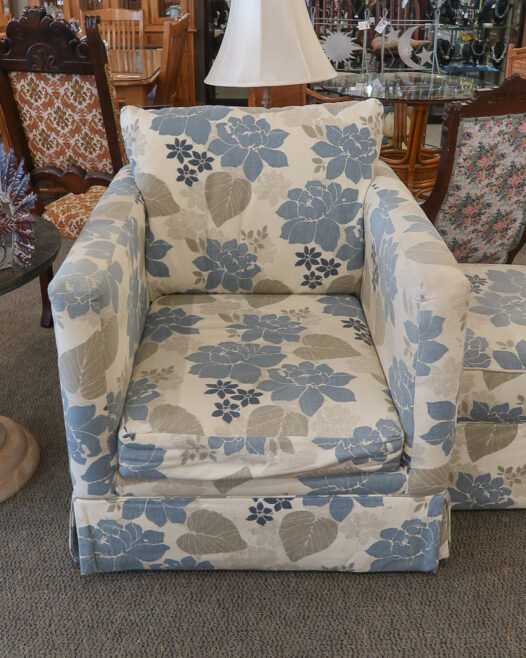 Floral Chair with Ottoman