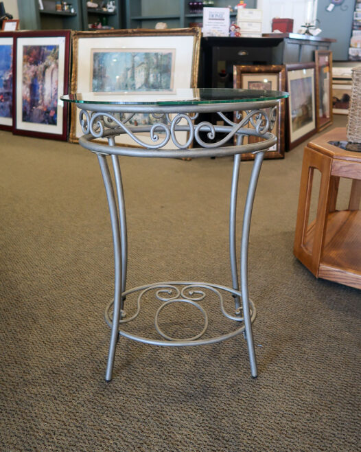 Oval Glass Top Accent Table