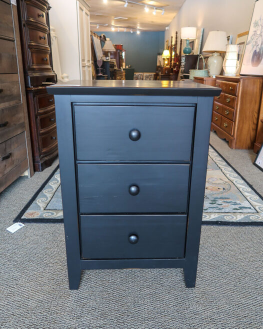 Black Wood 3 Drawer Nightstand