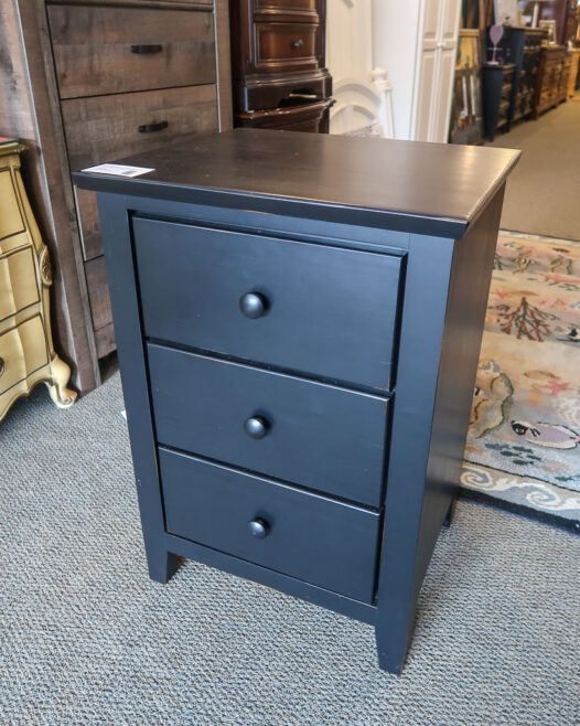 Black Wood 3 Drawer Nightstand - Image 2