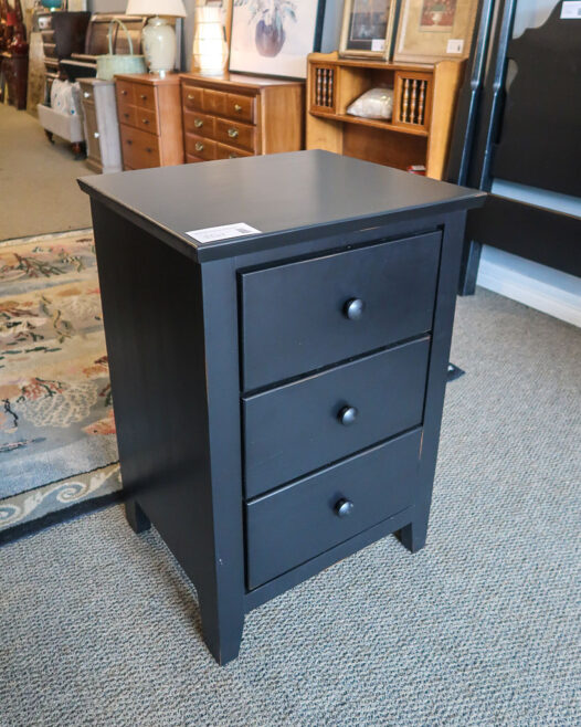 Black Wood 3 Drawer Nightstand - Image 3