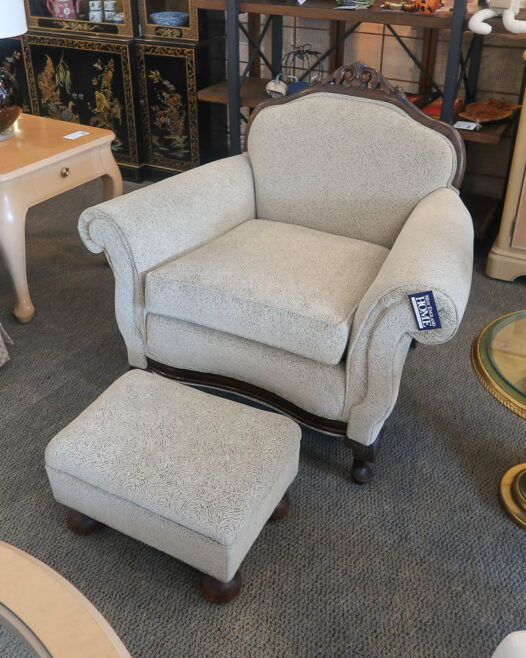Upholstered Chair with Ottoman - Image 2