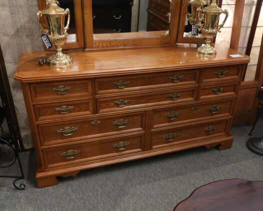 Bassett Oak Dresser w/ Mirror - Image 2