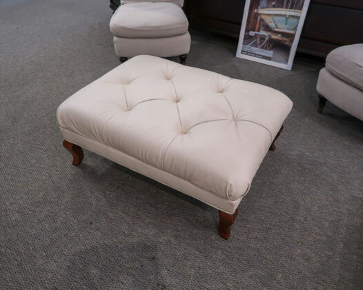 Beige Leather Ottoman