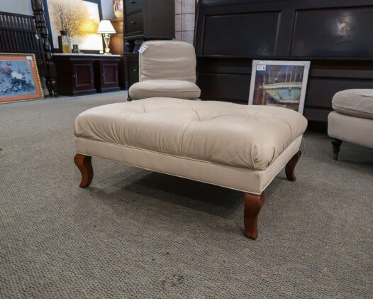 Beige Leather Ottoman - Image 2