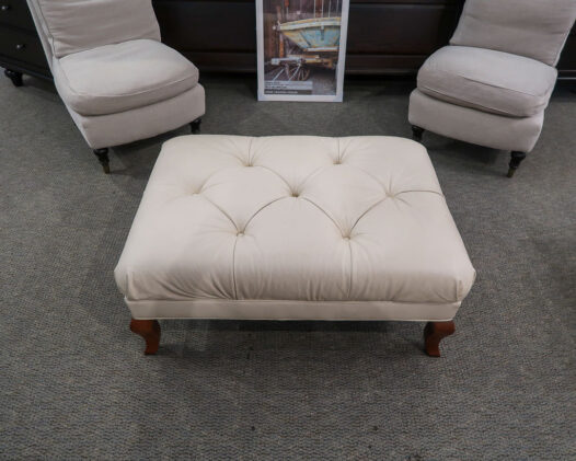Beige Leather Ottoman - Image 3