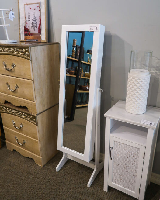 White Jewelry Mirror Armoire