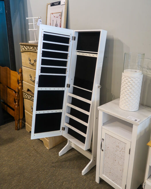 White Jewelry Mirror Armoire - Image 3