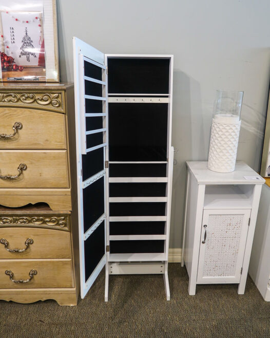 White Jewelry Mirror Armoire - Image 4