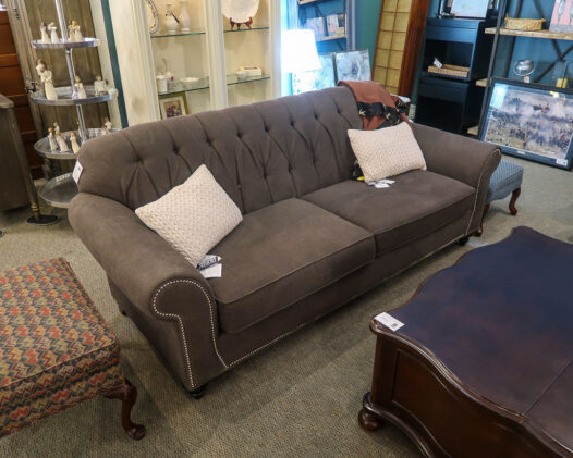 Grey Tufted Studded Sofa
