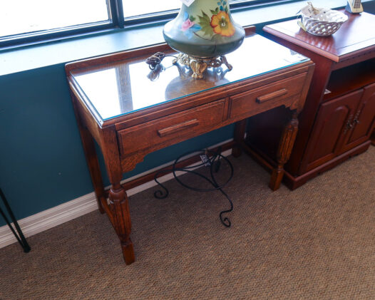Vintage Desk w/ Glass Top