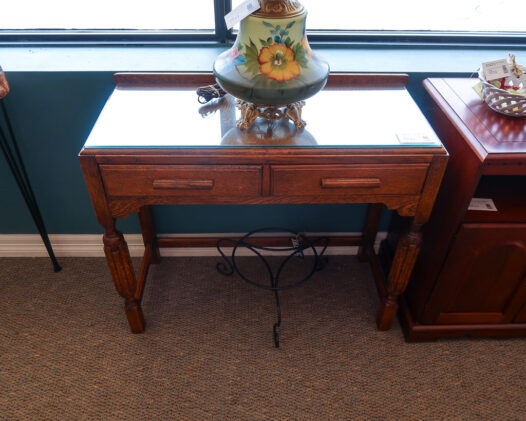 Vintage Desk w/ Glass Top - Image 2