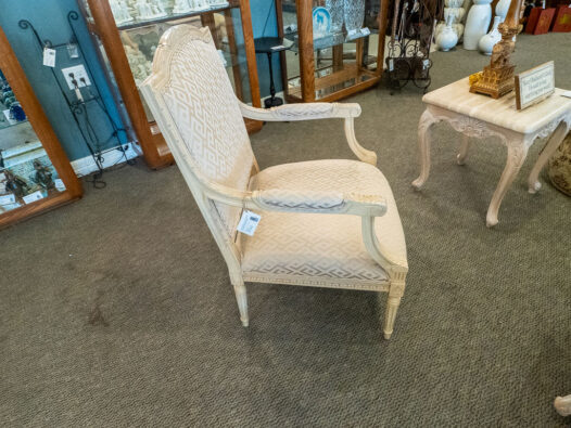 Ivory Upholstered Arm Chair - Image 3