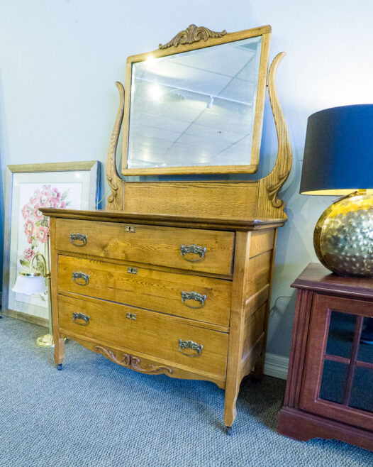 Vintage Oak Dresser w/ Mirror - Image 2