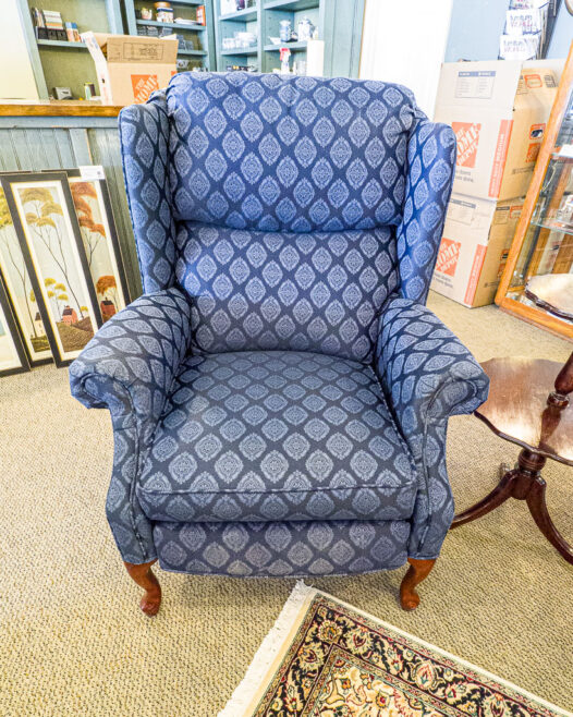 Blue Reclining Wingback As Is