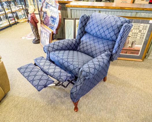 Blue Reclining Wingback As Is - Image 3