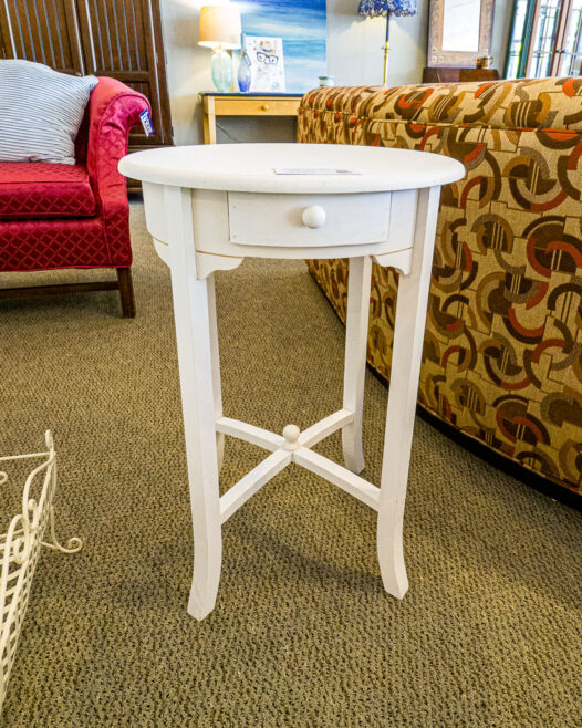 White Round Accent Table