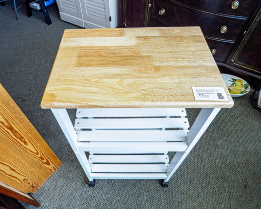 White Tiered Rolling Cart - Image 2