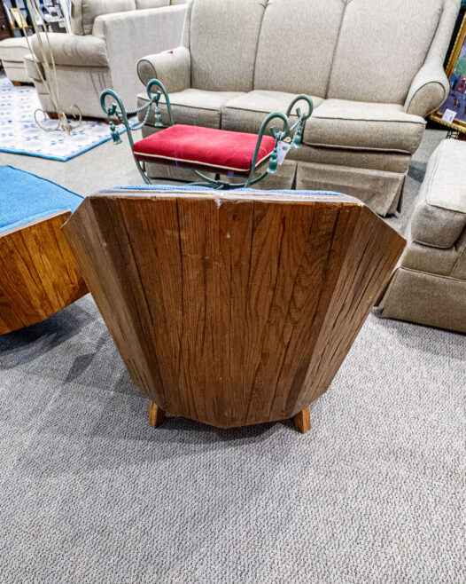 VTG MCM Oak Barrel Chair - Image 3