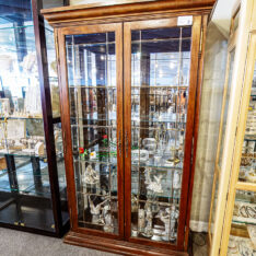 Leaded Glass Oak Curio
