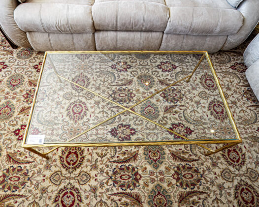 Gold Bamboo Glass Coffee Table - Image 2
