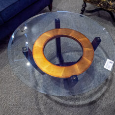 Glass Top Copper Coffee Table
