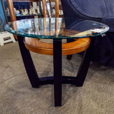 Glass Top Copper End Table